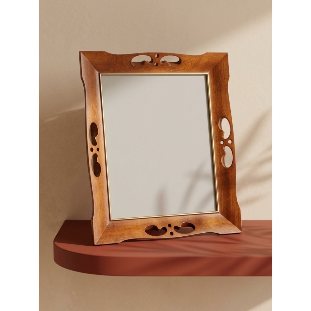 Vintage Wood Picture Frame 8x10 Scalloped Cut Out Tabletop CotageCore